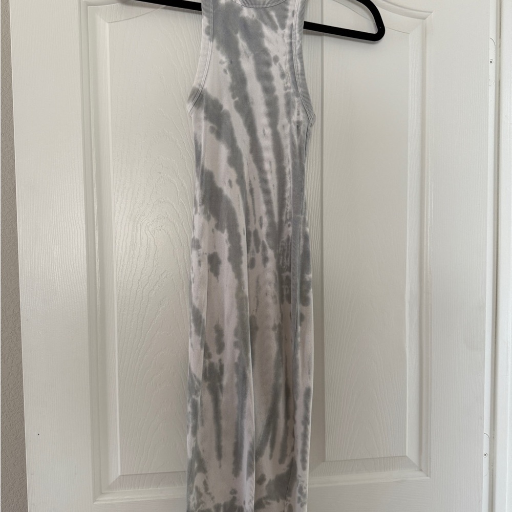 Zara Gray and White Tie-Dye Dress